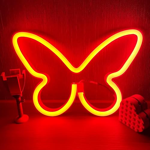 Luz de neón de mariposa, decoración de habitación, decoración de dormitorio, letrero de mariposa azul neón para pared de dormitorio, letrero LED
