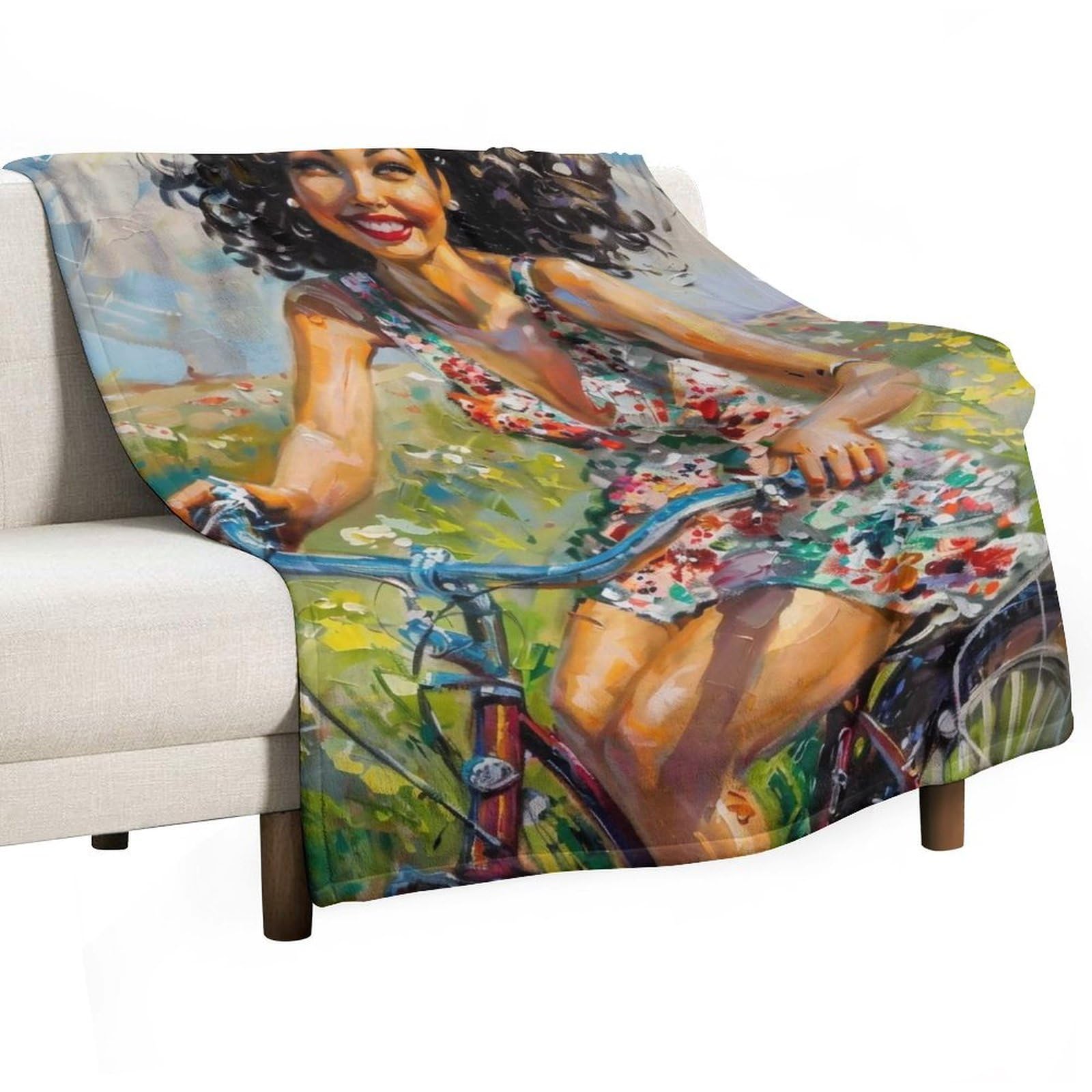 YHGSREUOH Pin Up Cyclist 03 Flannel Blankets Fleece Soft Throw Lightweight Plush Gifts for Couch, Bed, Cozy Sofa Plush, Chair, Lovers 138x175cm(55x70in)
