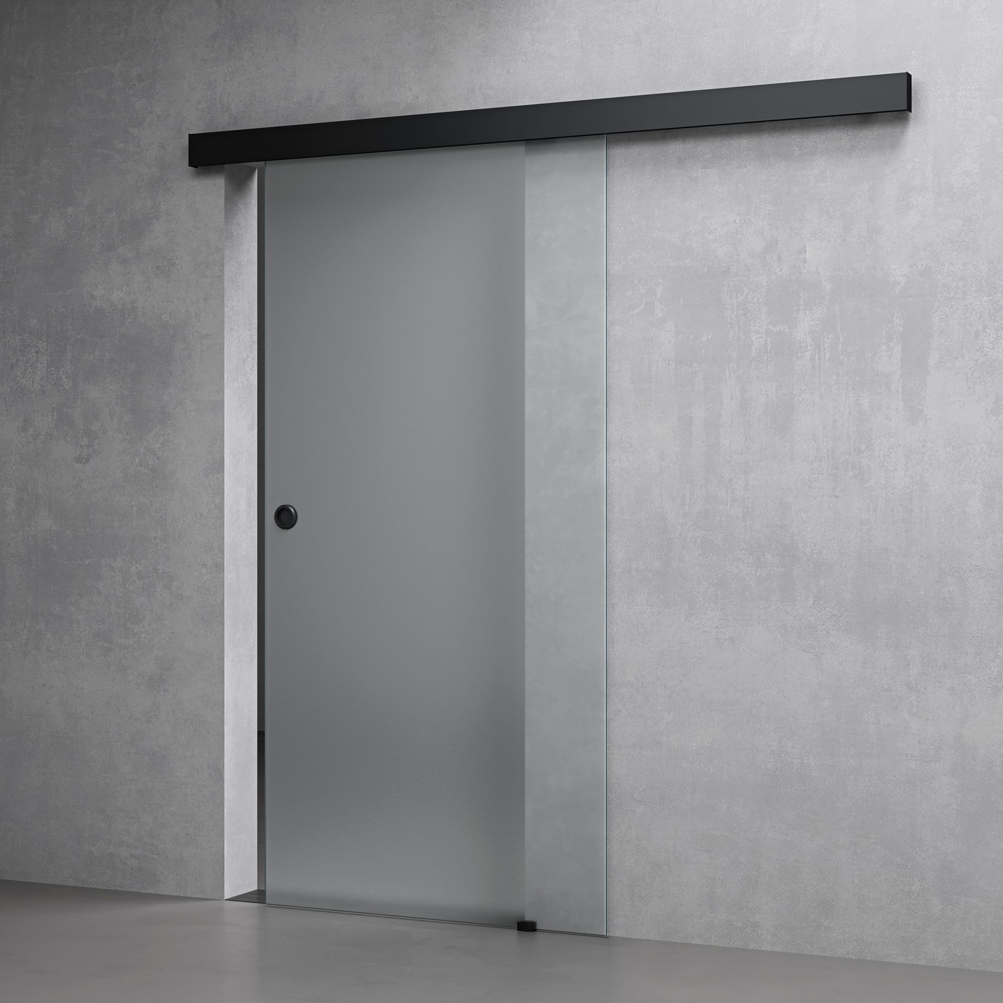 Mai & Mai Glasschiebetür komplettset Glasschiebetür Schwarz Vollsatiniert