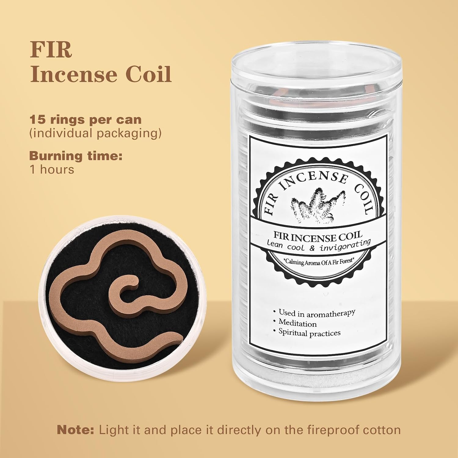 Balsam Fir Incense Coil - Calming Aroma of a Fir Forest(Contains 15 Pcs)