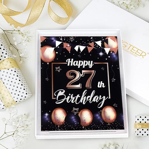Miniatura 354 de LINGTEER Happy 11th Birthday Decorations, 2Pcs Black&Gold Stand Print Acrylic Table Centerpieces Backdrop Board- Cheers to 11 Years Old Fun Birthday