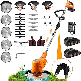 Rasentrimmer mit Akku 21V, Klappbarer Akku Freischneider mit 4.0AH Batterien, Akku Rasentrimmer & Rasenkantenschneider mit 4 Messertypen, Elektrischer Motorsense fĂŒr Garden und Rasen - Details ansehen
