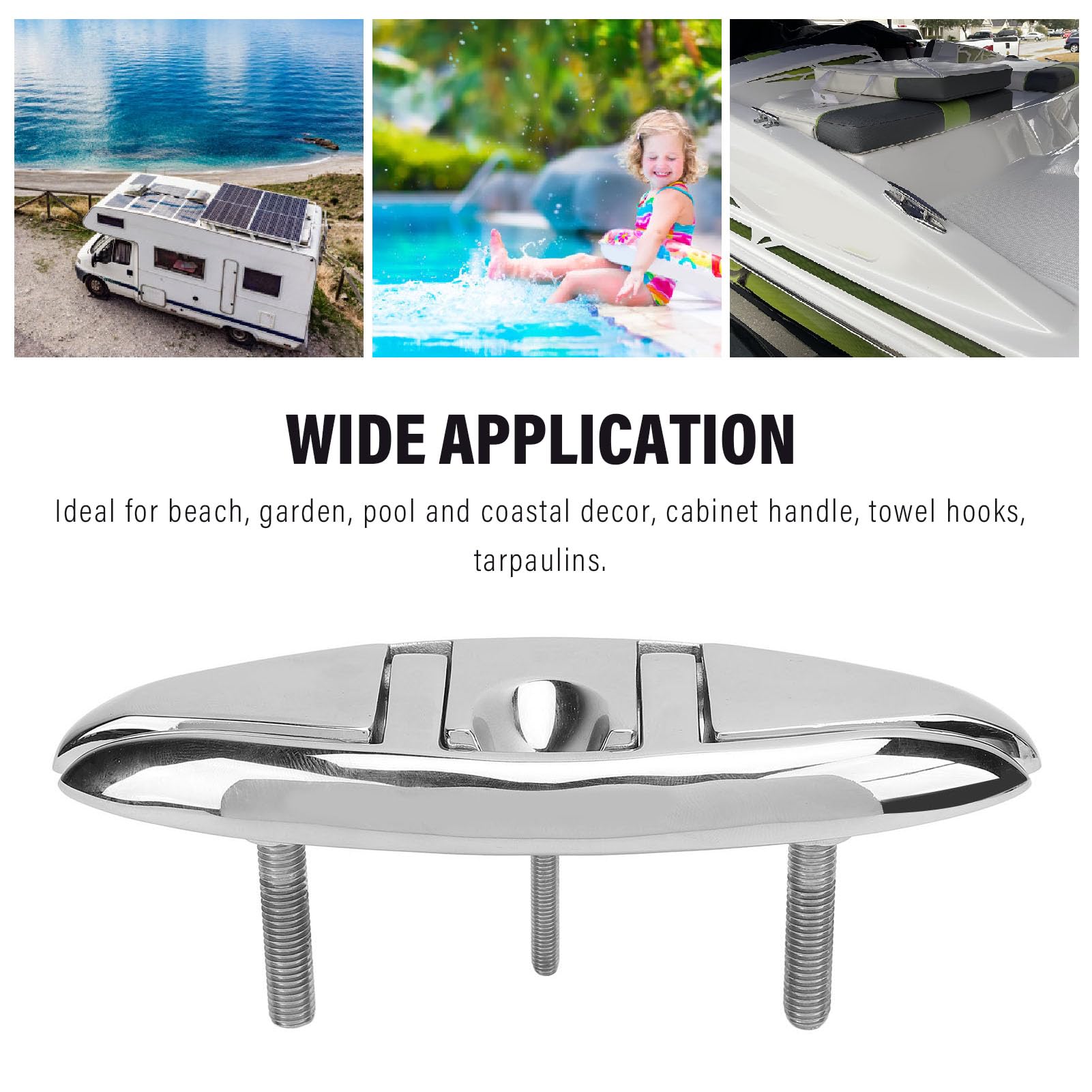 Asixxsix 6inch Boat Cleat, Stainless Steel Pull Up Deck Cleat, Folding Cleats Marine Grade Rope Cleat Flip Up Dock Cleat for RV Yacht Cargo Ship Speedboat, Canoe Mooring Deck and Decor