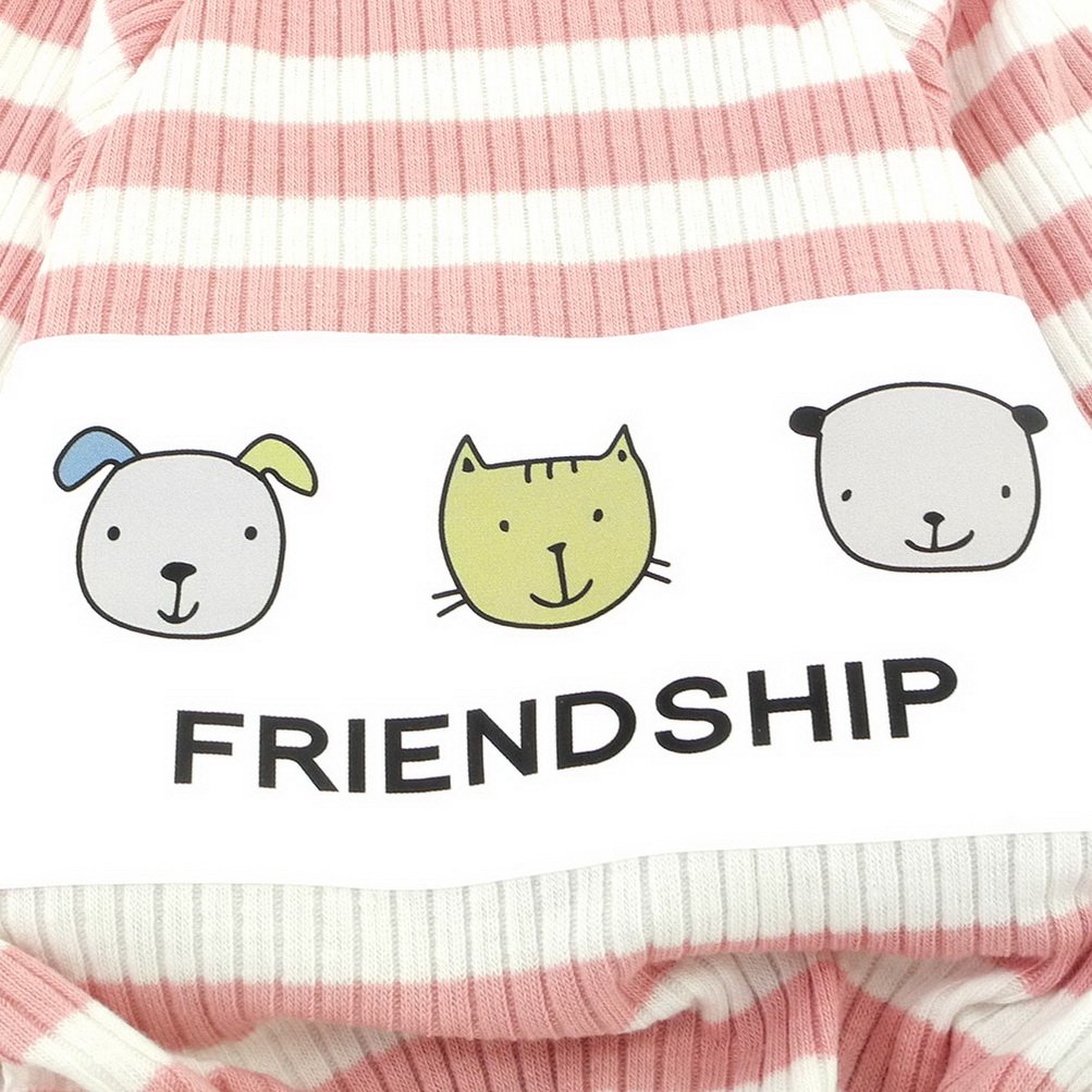 ZUNEA Stripe Pigiama per cani di piccola taglia Cotton Puppy Tuta Felpe Abiti Cosy Soft Leisure Autunno Pet Cat Doggy Apparel Rosa L