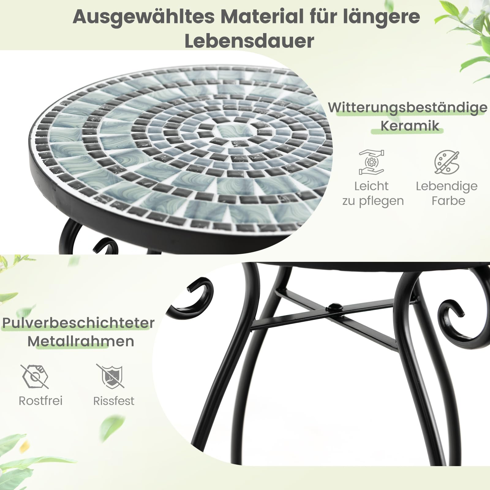 Bijzettafel, Ronde Mozaïek Tuin Tafel, Bistrotafel, Diameter 30 x 50 cm, Balkontafel Bijzettafel, Ronde Mozaïek Tuin Tafel, Bistrotafel, Diameter 30 x 50 cm, Balkontafel