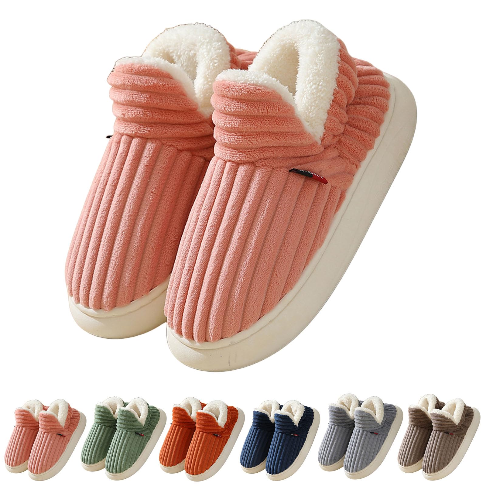 Peticehi Fluffy Slippers for Women, Puffy Slipper for Men, Cloud-Shaped Winter Warm Cozy Fuzzy Anti-Skid Booties for Home