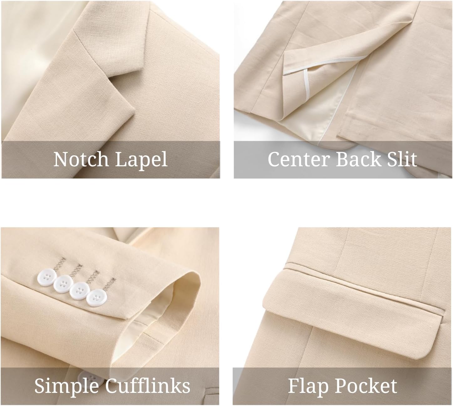 UNINUKOO Linen Suit for Men Dress Casual Summer 2 Piece Set Mens Slim Fit Vacation Beach Outfits for Wedding Prom Groomsmen