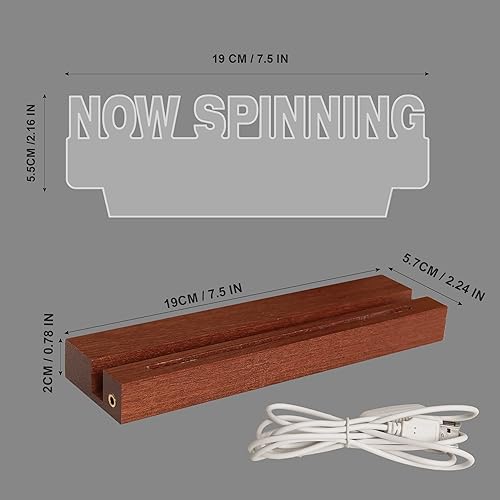 Miniatura 6 de Ammonite Light up Now - Soporte giratorio para discos de vinilo, soporte de pared para tocadiscos, soporte acrílico de madera para exhibición y