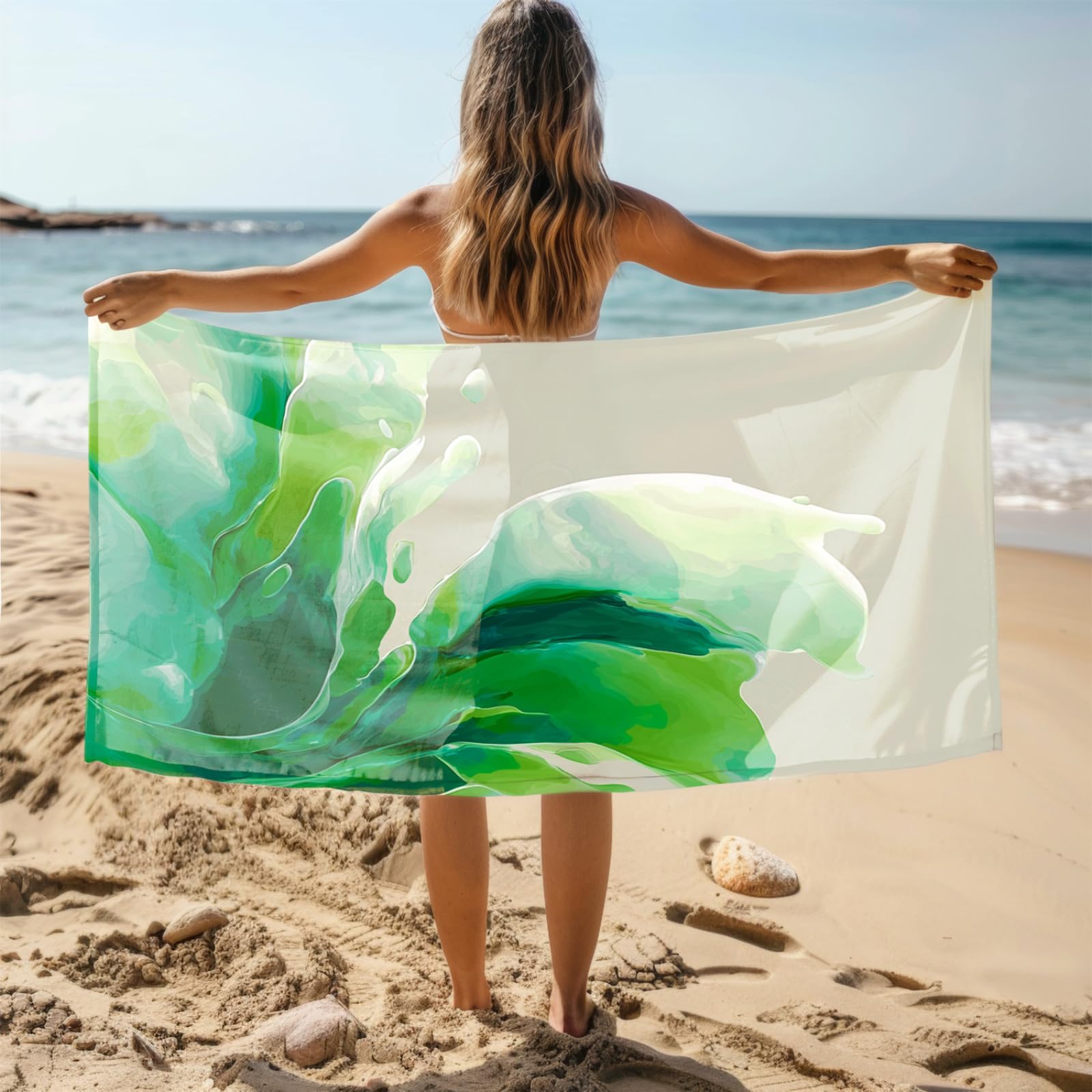 Générique Serviette de Plage 90X180 Modèle Vert Pomme