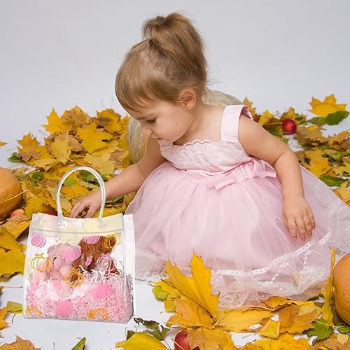 Miniatura 5 de Aliceset 12 bolsas de regalo de PVC transparente con diseño de calabaza, bolsas de regalo de plástico transparente con asas para fiesta de otoño,