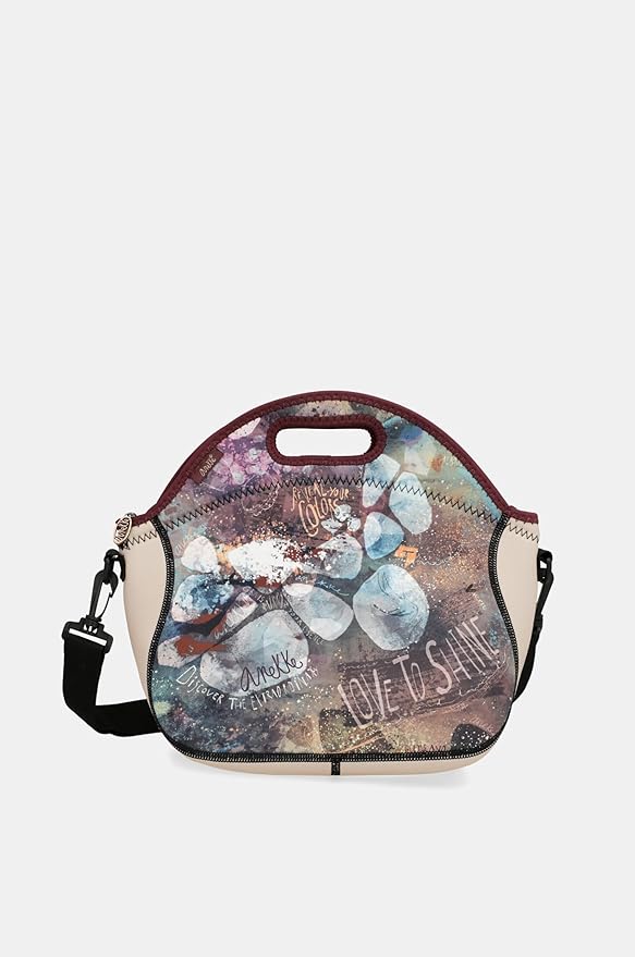 Anekke Bolsa Porta Alimentos de Neopreno Diseño Único, Práctica y Compacta, Apertura Superior con Cremallera - Medidas: 31x30x13,5 cm