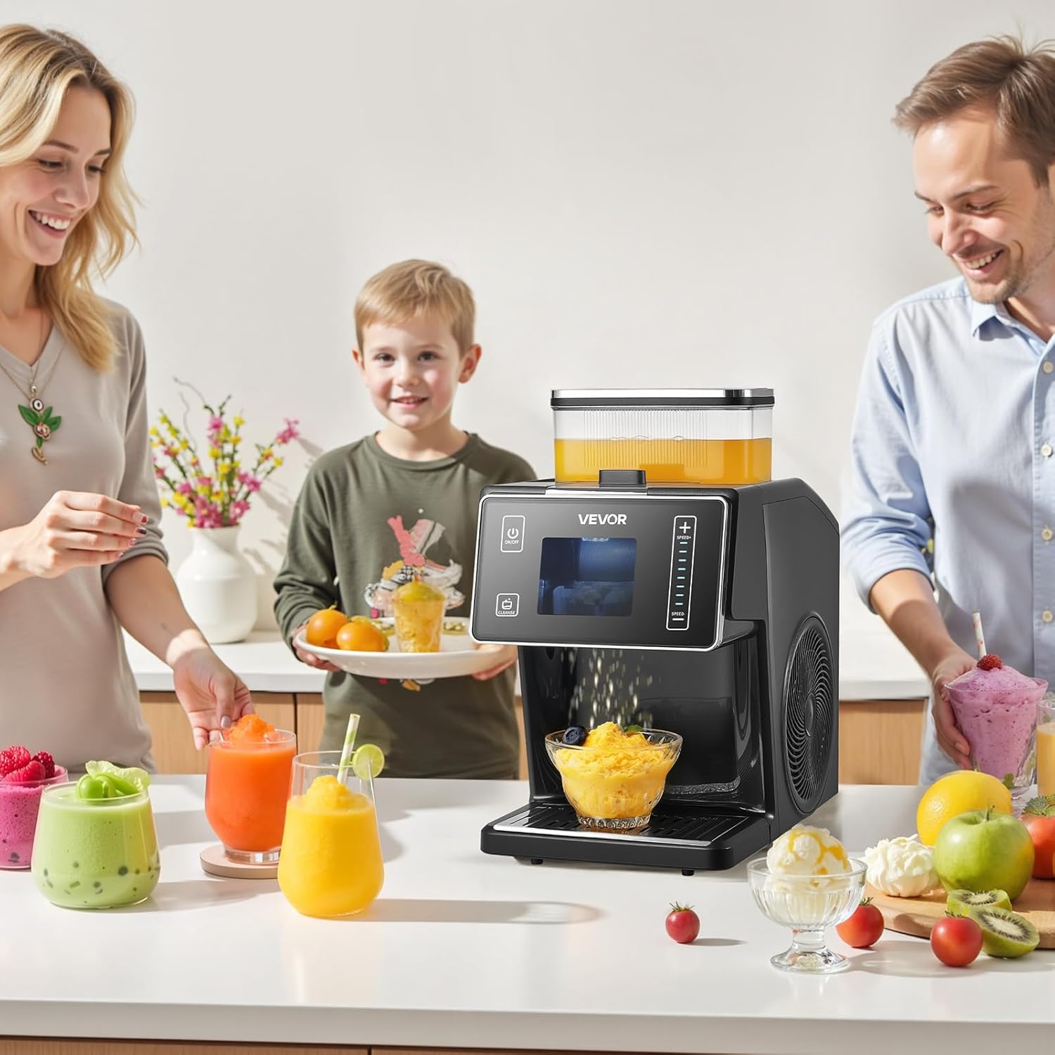 VEVOR Snowflake Ice Machine, 44LBS/24H Snowflake Ice Maker, Ice-Shaver Machine with Stainless Steel Blade, Electric Snow Cone Maker with 0.2 Gal Tank, 60S Fast Pre-Cooling, for Home & Small Gatherings