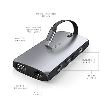 Satechi On-The-Go 9-in-1 USB ハブ スペースグレー Satechi On-The-GoマルチUSB-Cハブ 9-in-1レビュー｜超万能ハブ