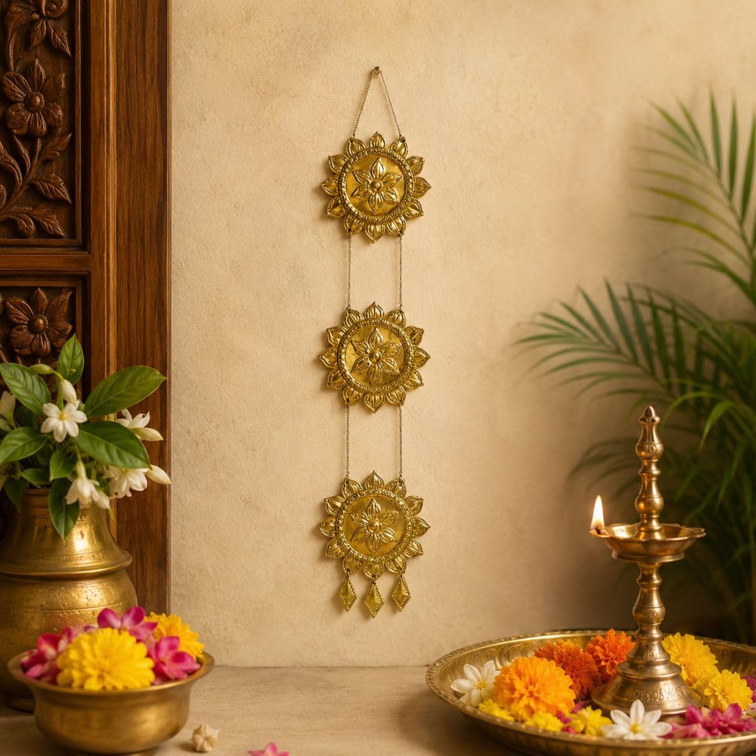MAYAPURI Brass Chand Mala for Puja, Accessory to Hang from The Deity's Hands-image-33