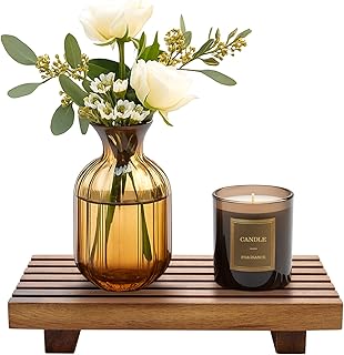 Acacia Wood Riser for Bathroom Sink Tray Kitchen Counter Decor Trays Pedestal Stand Sponge Soap Dish Holder Decorative Wooden Risers for Kitchen Sink Soap Tray Vanity Bathroom Countertop Accessories