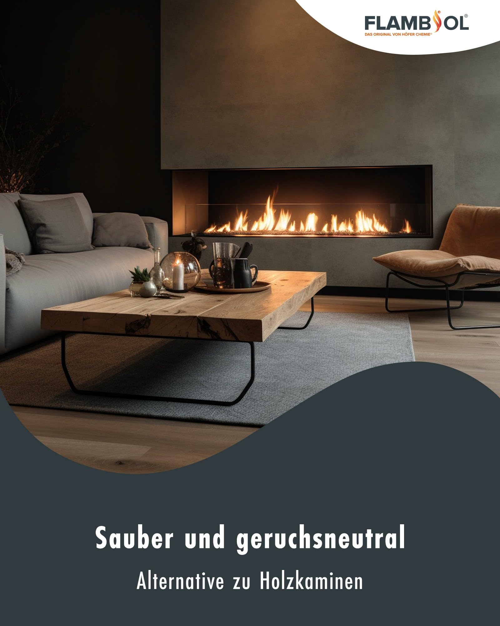 Höfer Chemie 2 x 5 L (10 Liter) FLAMBIOL® Bioethanol 96,6% Premium für Ethanol Kamin, Ethanol Feuerstelle, Ethanol Tischfeuer und Bioethanol Kamin