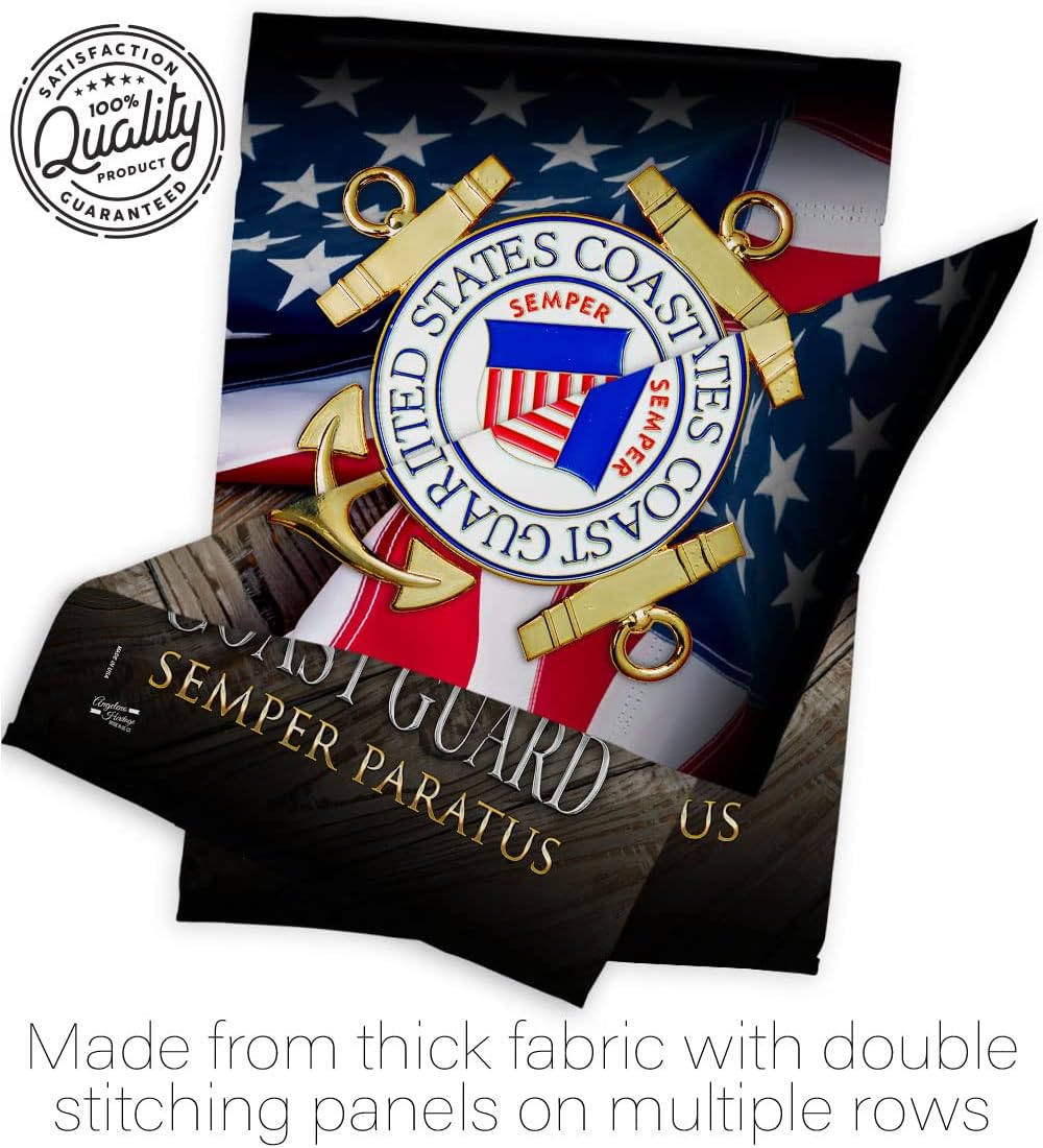 US Coast Guard Semper Paratus Garden Flag - Set Mailbox Hanger Armed Forces USCG United State American Military Veteran Retire Official - House Banner Small Yard Gift Double-Sided 13 X 18.5