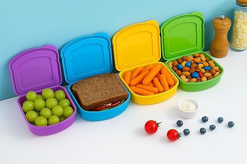 Miniatura 6 de Kitchen & Cabana Paquete de 4 recipientes para sándwiches de tamaño pequeño I Fun y fácil de abrir para manos de todos los tamaños (paquete de 4 -