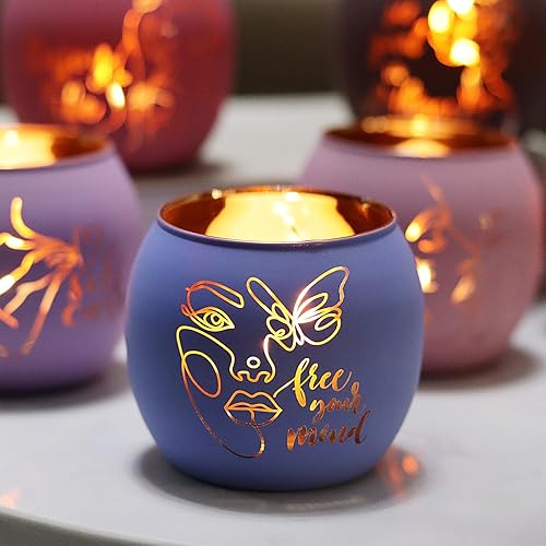 Miniatura 3 de SHMILMH Portavelas votivas rosas, portavelas esmeriladas con cuerpo y cara humanos, tarro para hacer velas para decoración de mesa de fiesta de té