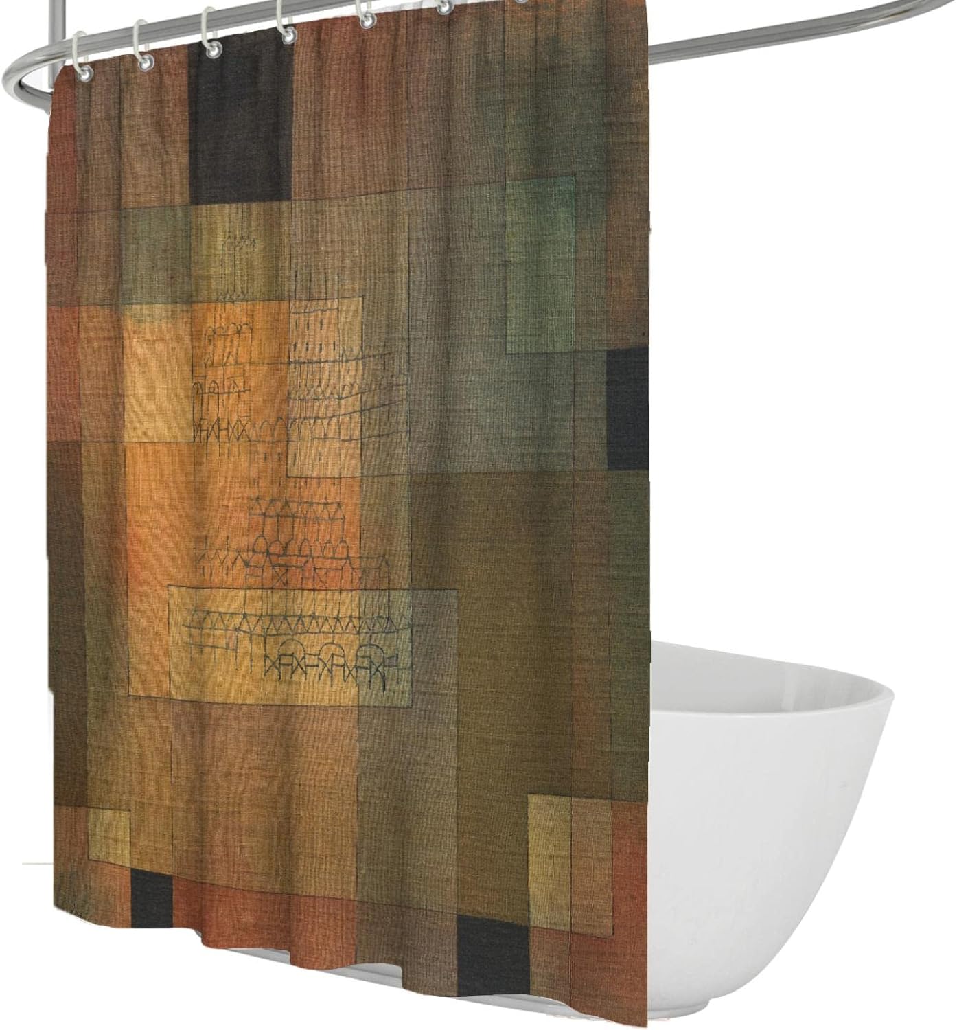 Paul Klee Shower Curtain Waterproof Fabric Hotel Luxury Spa Modern Shower Curtains for Bathroom Separate Wet and Dry Bath Curtains W72 x L72(in)