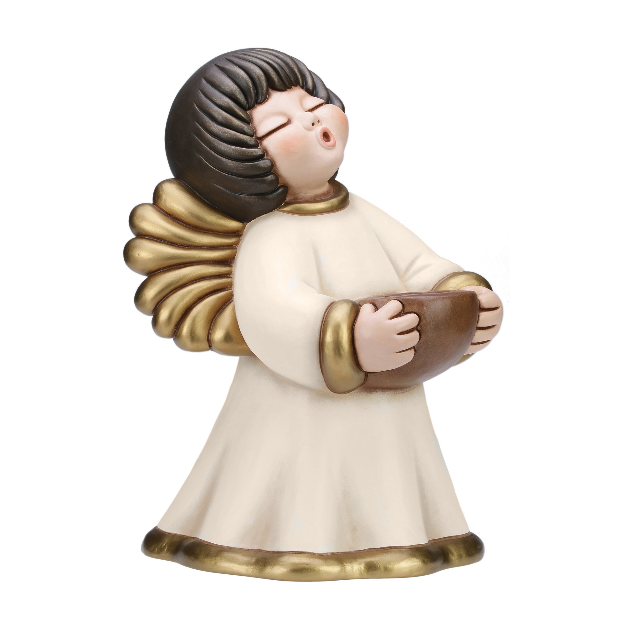 THUN, Iconico Angelo Cristina in Ceramica Decorata a Mano con Candela, Versione Maxi, Simbolo di Protezione e Amore, 43 cm h