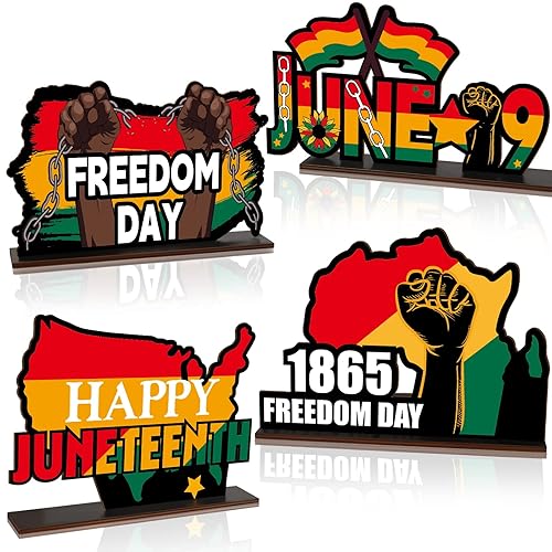 4PCS Juneteenth Wooden Centerpieces Table Decorations June 19th Table Decor