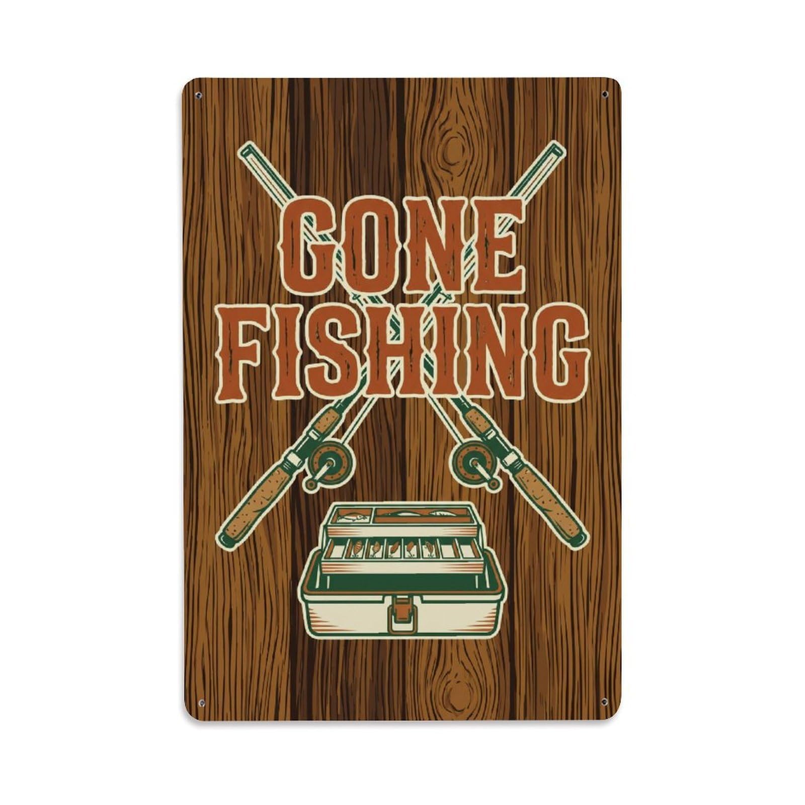 Gone Fishing Man Cave Fishing 1 Vintage Metal Tin Sign Plaque Wall Decor for Cafe, Club, Garden Metal Poster 8x12Inch