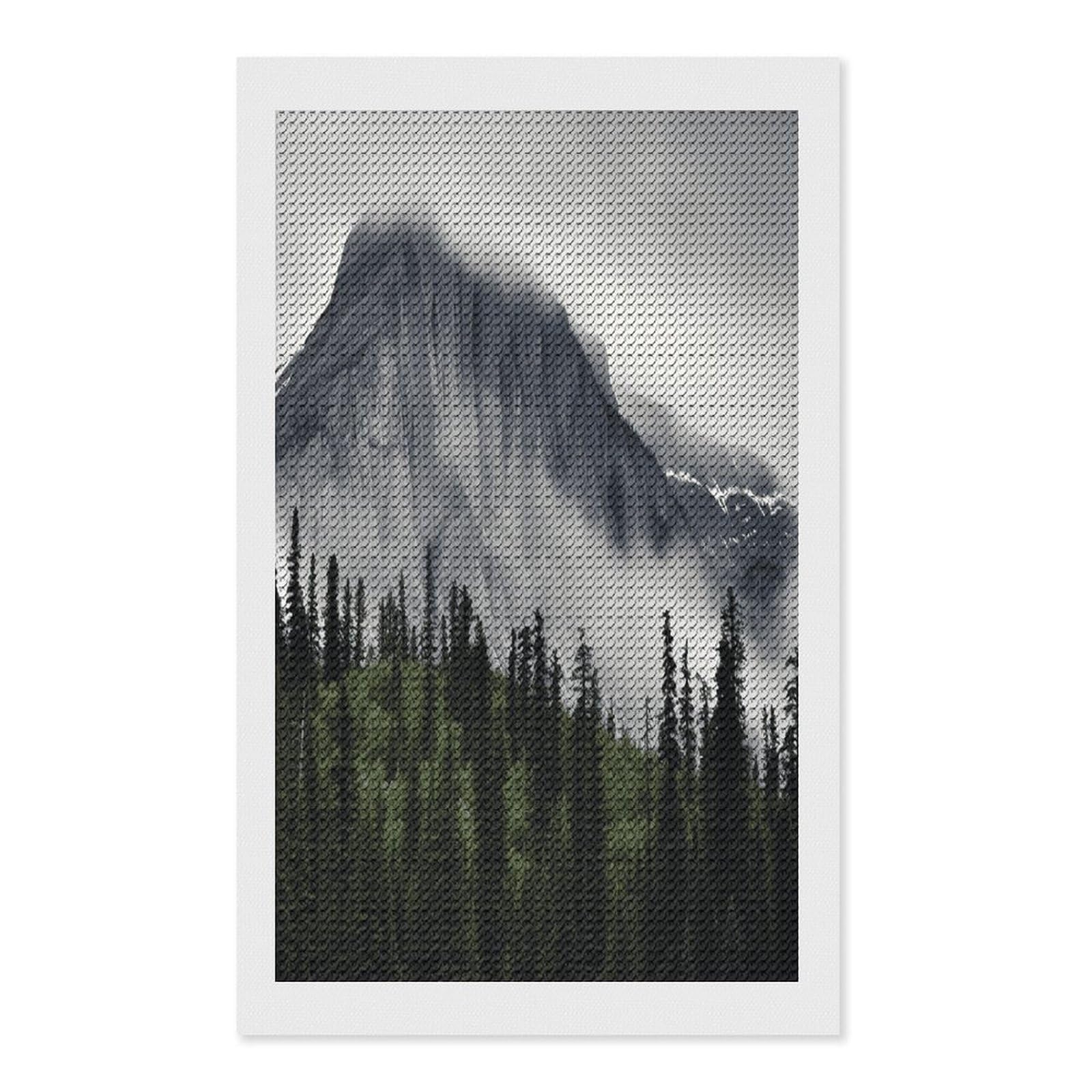FekiLoot Canadian Smokey Mountain Cliff Paint by Numbers Kit for Adults Beginner DIY Diamond Dots Paintings Round Full Drill Diamond Art Kits Picture Diamond Art Painting Kits for Home Decor 12"x20"