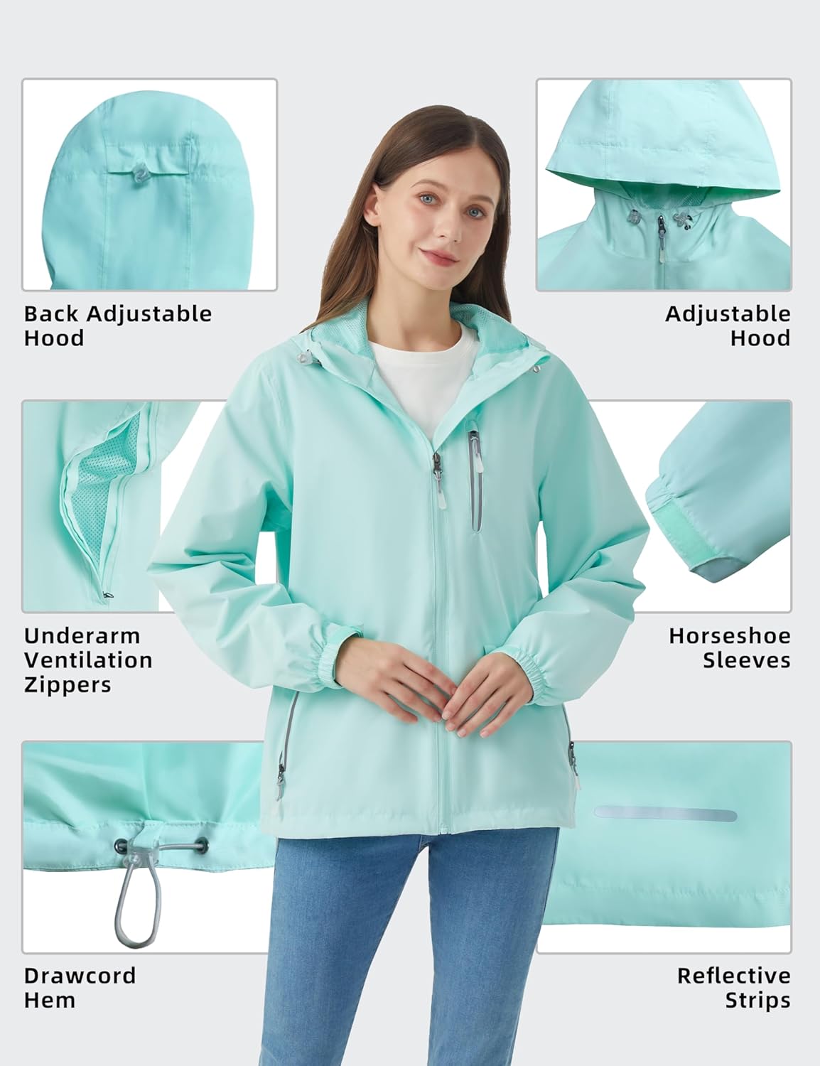 HALO RAIN Womens Rain Jacket : Waterproof Packable Womens Rain Coat with Hood for Outdoor Cycling, Hiking - Image 6