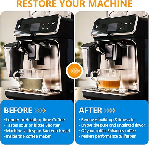 Miniatura 5 de Paquete de 4 limpiadores descalcificadores para cafetera, 16 usos, solución de descalcificación para Nespresso Breville Keurig Jura y Delonghi,