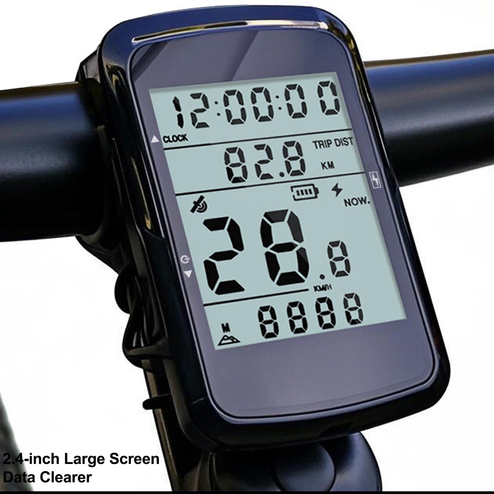 Bewinner Computer da Bici GPS, Computer da Ciclismo Wireless con Retroilluminazione, Display LCD da 2,4 Pollici, Contachilometri Bici Impermeabile, Durata della Batteria di 28 Ore