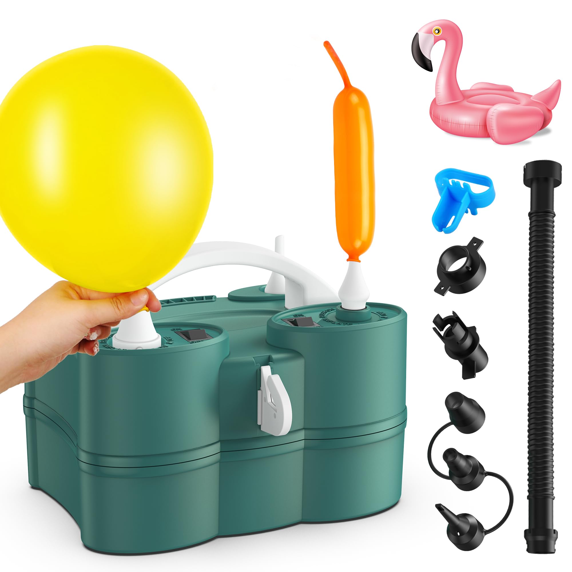 Balloon Pump, LooLaa 3-in-1 Air Pump for Inflatables and Balloons, Electric Balloon Pump for Latex 260q Foil Balloons, Quick-Fill 110V AC Inflator Deflator for Pool Floats Air Mattress Inflatables