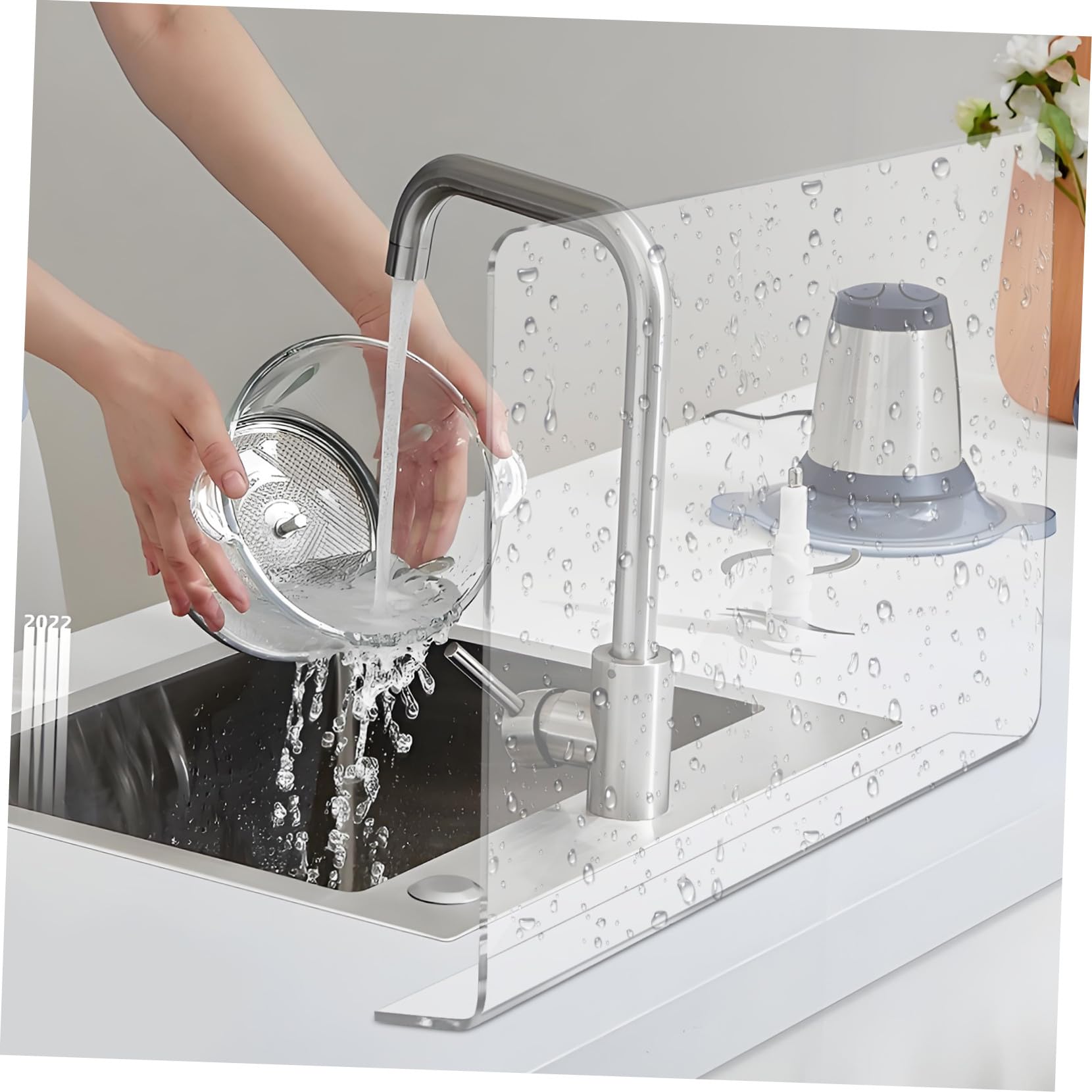 Mobestech Protector Antisalpicaduras y Diseño Minimalista Fregadero de Acrílico Rectangular Barrera Antisalpicaduras Fácil de Limpiar para Cocina para Lavabo y Baño