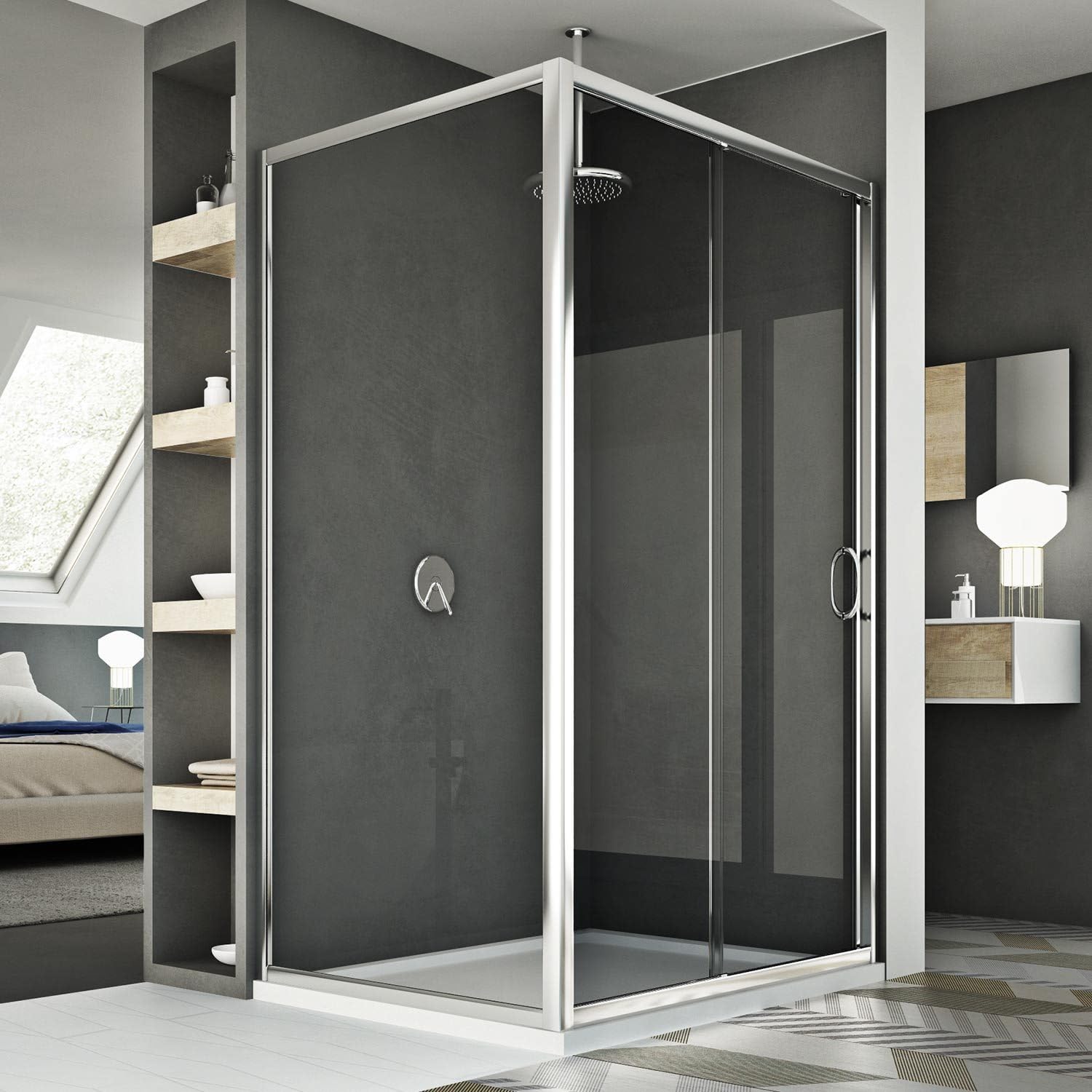 Idralite Mampara de Ducha 70x150 CM H185 Transparente Mod. Replay Duo 1 Hoja