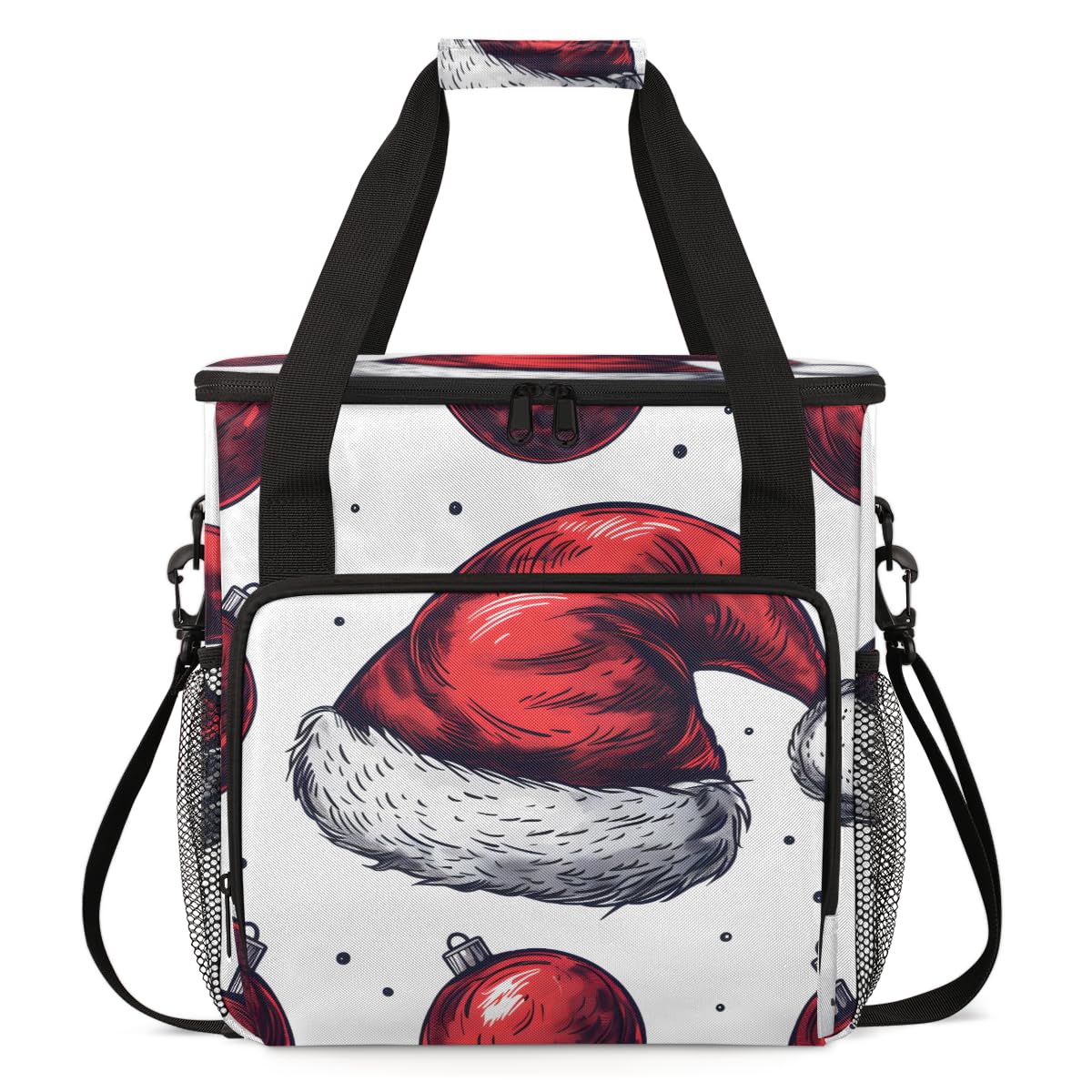 Christmas Hat Coffee Maker Carrying Bag, Modern Hat Travel Storage Bag Compatible with K-Mini or K-Mini Plus, Single Serve Coffee Brewer Carrying Case with Multiple Pockets & Shoulder Strap
