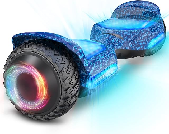 GYROOR All Terrain Offroad Hoverboards 6.5" with Smart APP Control, Bluetooth Speaker, Flash LED Lights and 250W*2 Dual Motor Self-Balancing Electric Scooters for Kids Adults Christmas Birthday Gift