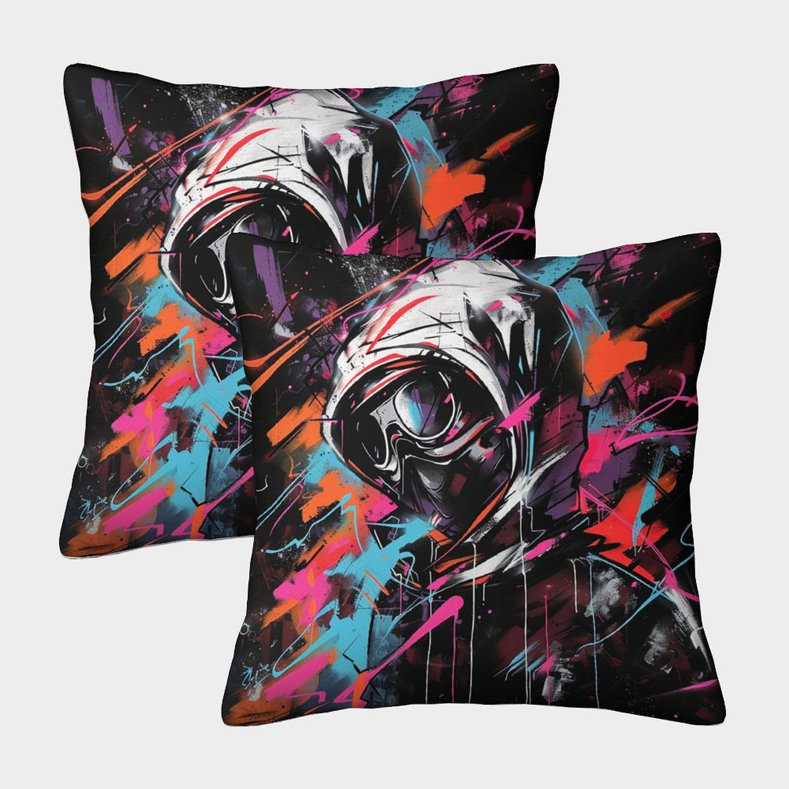 UENDOKRNN Graffiti Pillow Case Soft Set of 2 Square portrait Pillow ﻿ for Sofa Living Room Garden Outdoor Home Decor 50x50cm