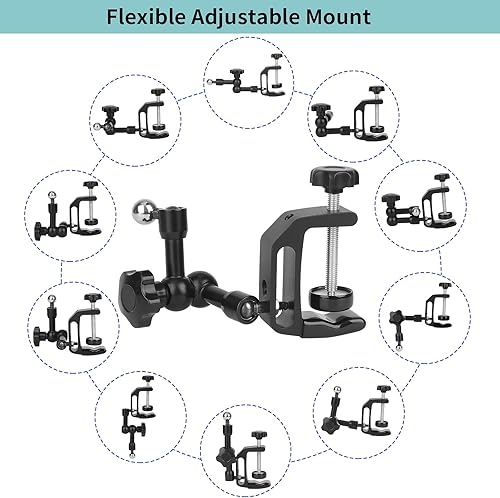 Miniatura 4 de Soporte para iPhone para escritoriomesabarragabinete de cocina, soporte de teléfono de aleación de aluminio ajustable de 360, soporte de clip