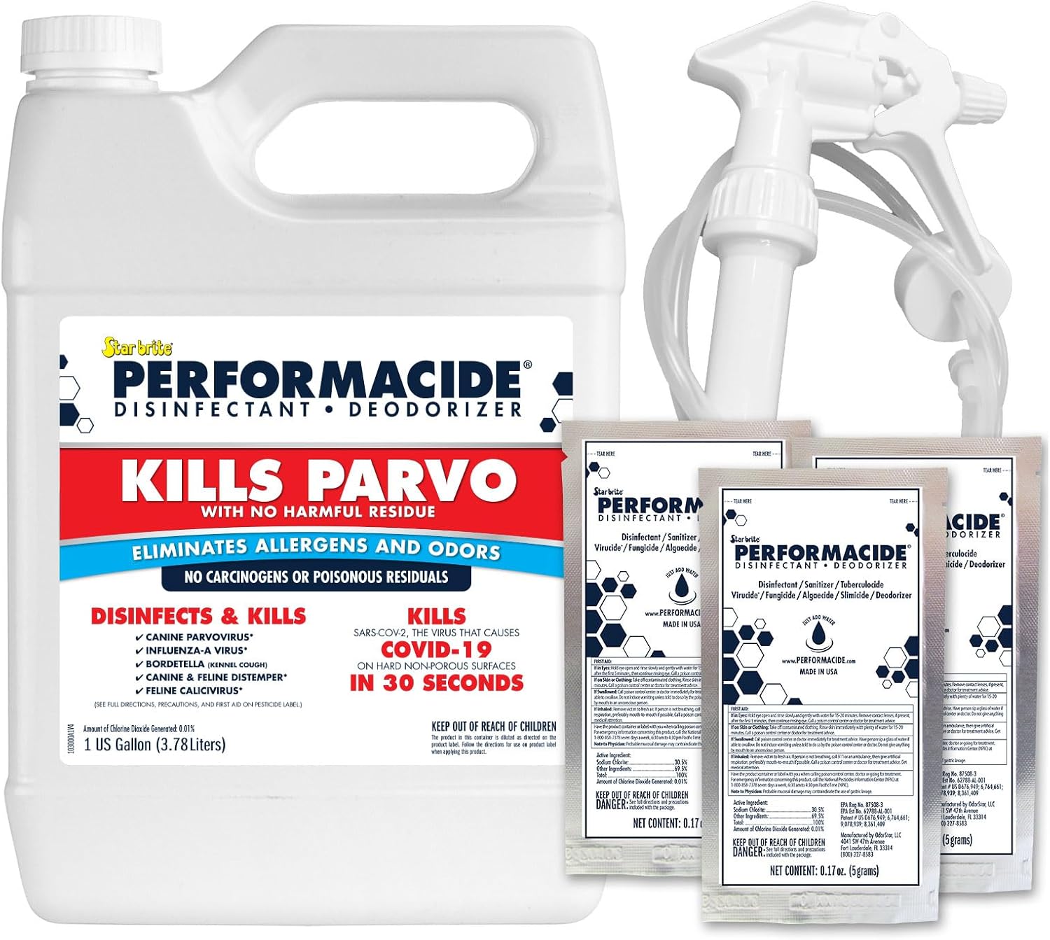 Performacide Kills Parvo - No-Rinse Disinfectant for Pet Surfaces (3 pk gallon kit)