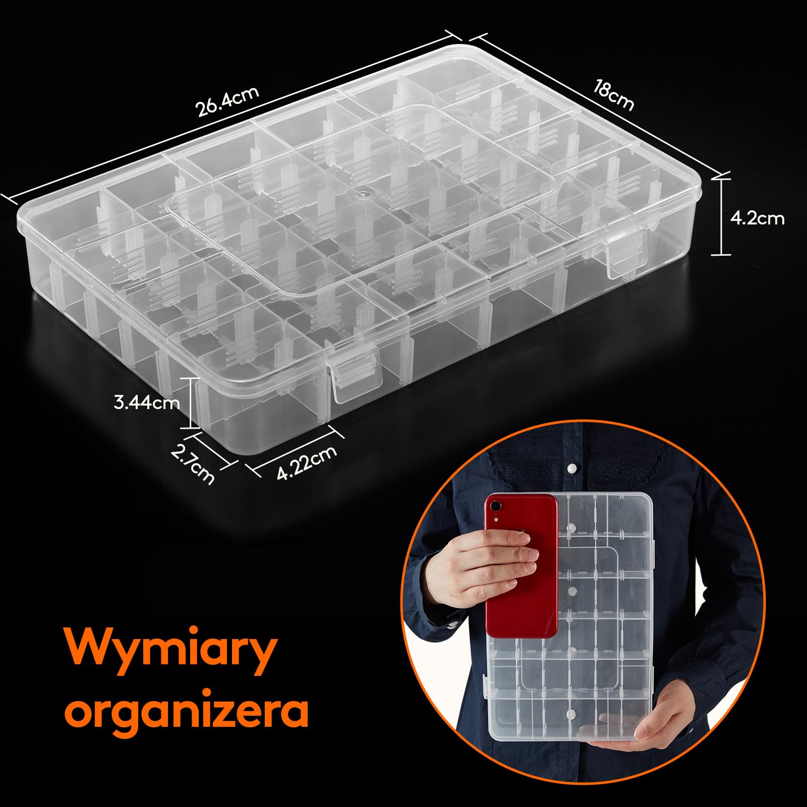 Lifewit 3-pak 36 Kratek Jasny Piętrowy Plastikowy Pojemnik Przechowywania Z Regulowanymi Przegródkami Dla Koralików, Diy Sztuki, Rzemiosła, Biżuterii, Sprzętu Rybackiego Z 5 Arkuszy Naklejki Etykiety