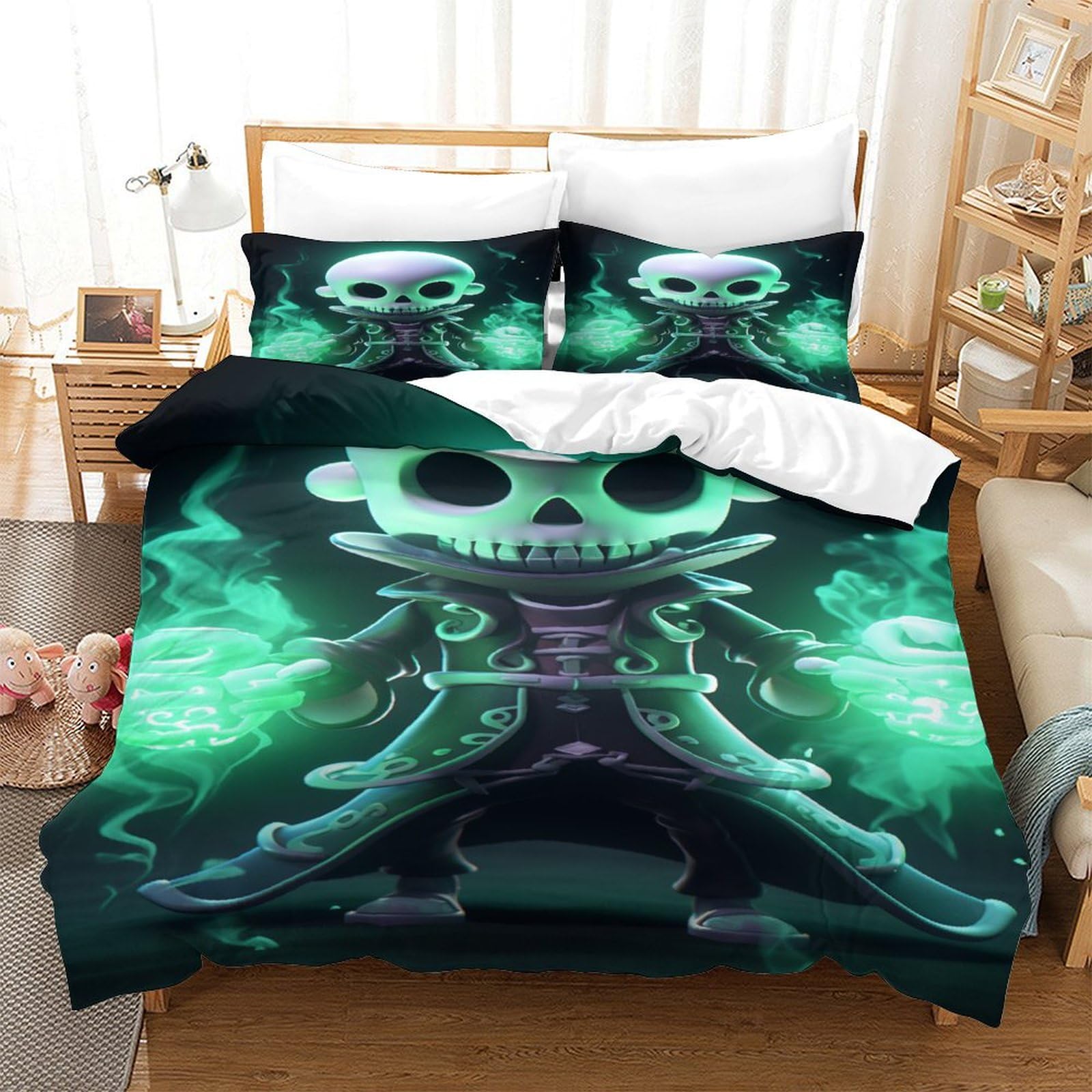 Housse de couette flamme bleue 140x200 pour chambre ado