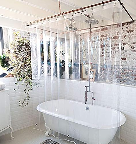 Miniatura 5 de Elegant Comfort Forro de cortina de ducha transparente impermeable de peso resistente, forro de ducha de 72 x 72 pulgadas de largo para baño con 3
