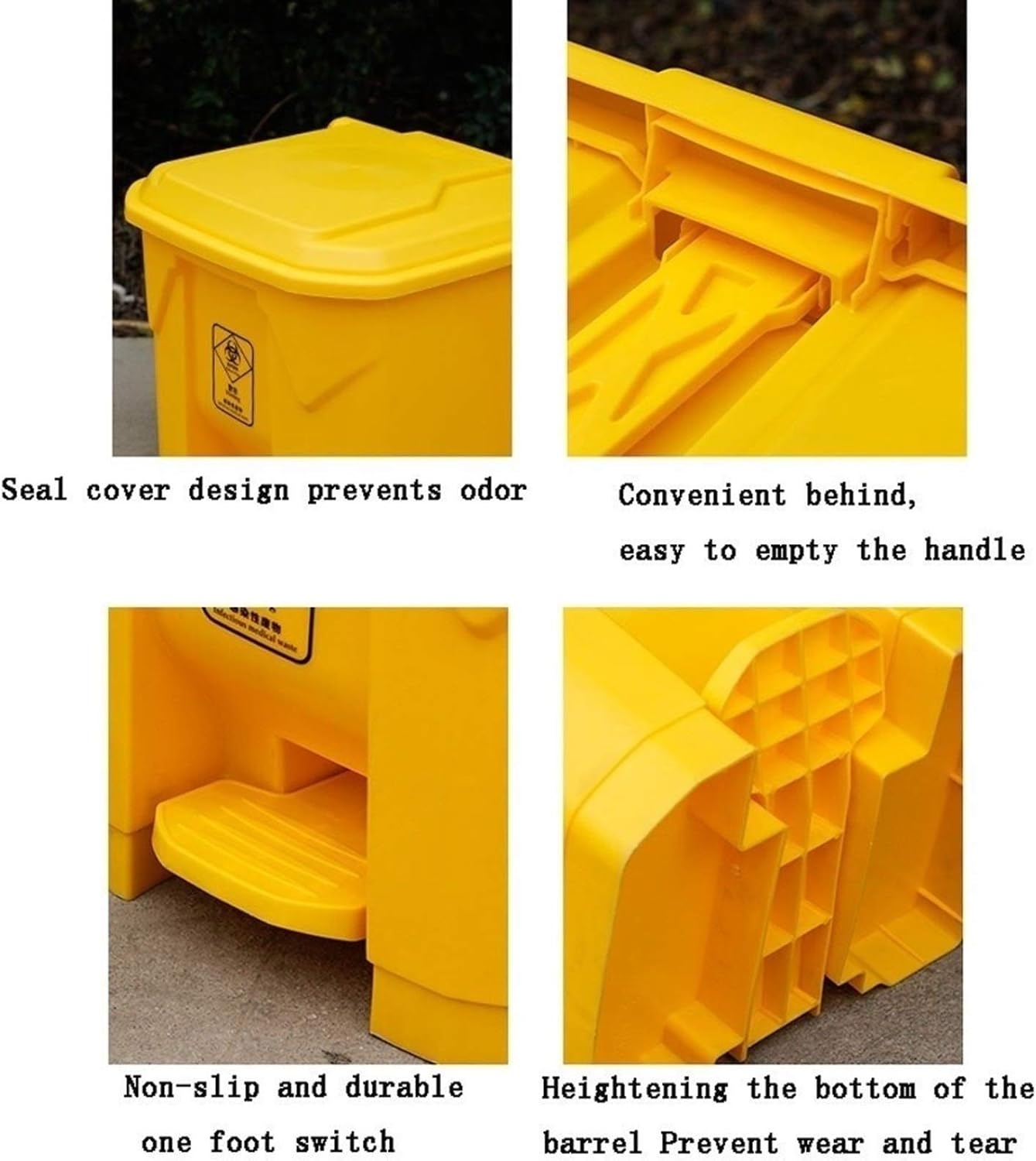 Trash Can 30L/45L/68L/87L Trash Can with Lid Plastic Dustbins Waste Storage Garbage Bins for Outdoor Commercial Use Dustbins (Size : 87L) (30L) ()