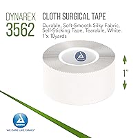 Vista 2 de Dynarex Cinta quirúrgica de tela, duradera, tela sedosa suave y lisa, sin látex, cinta autoadhesiva, rasgable, adherencia segura, blanca, 1 pulgada