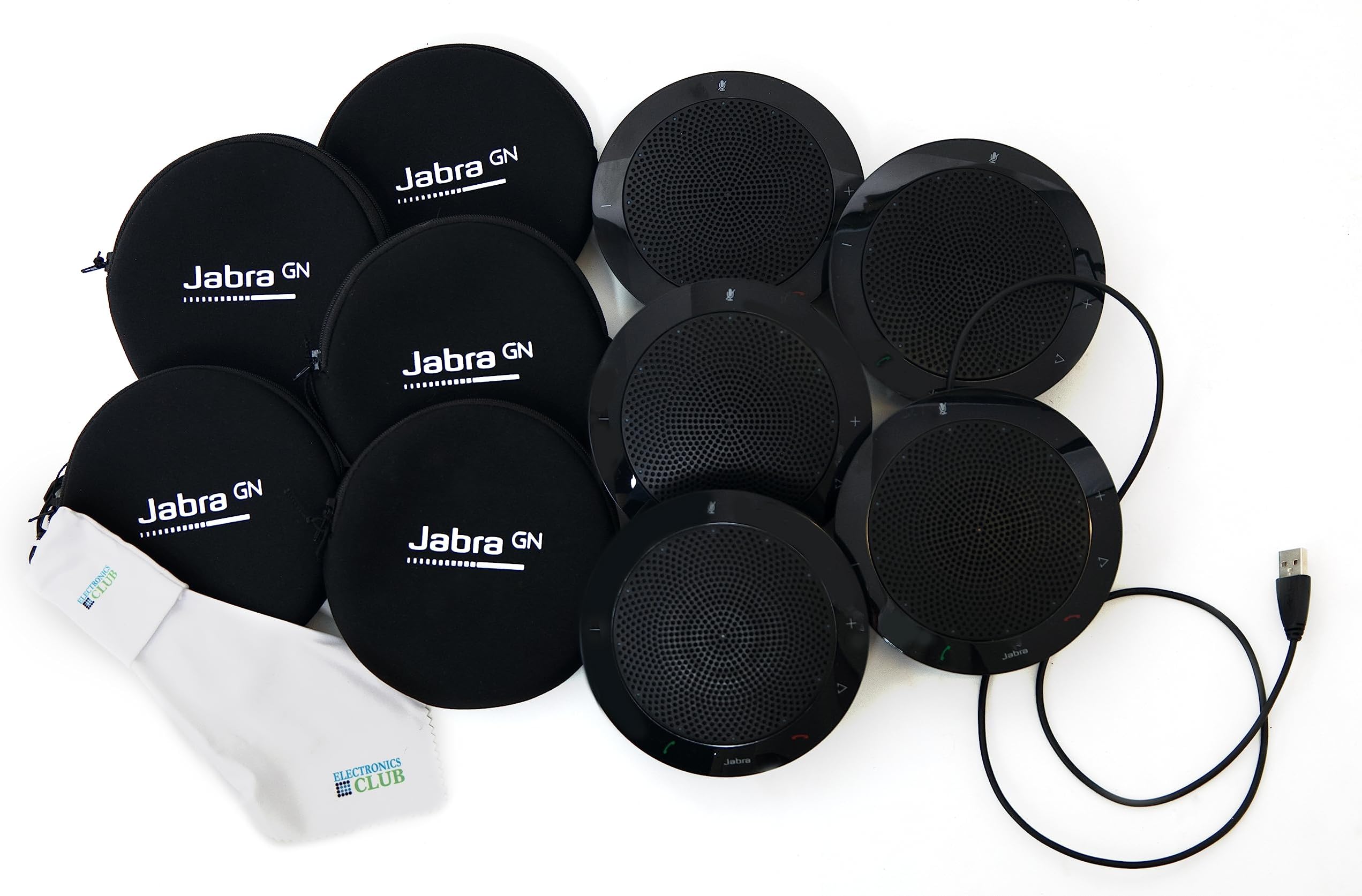 Jabra Speak 410 5-Pack Corded Speaker Bundle- Multi-Pack Audio, Lightweight, Portable Speakers – USB Connectivity- Perfect for Business, Home, and On-The-Go Use- Travel-Friendly Design