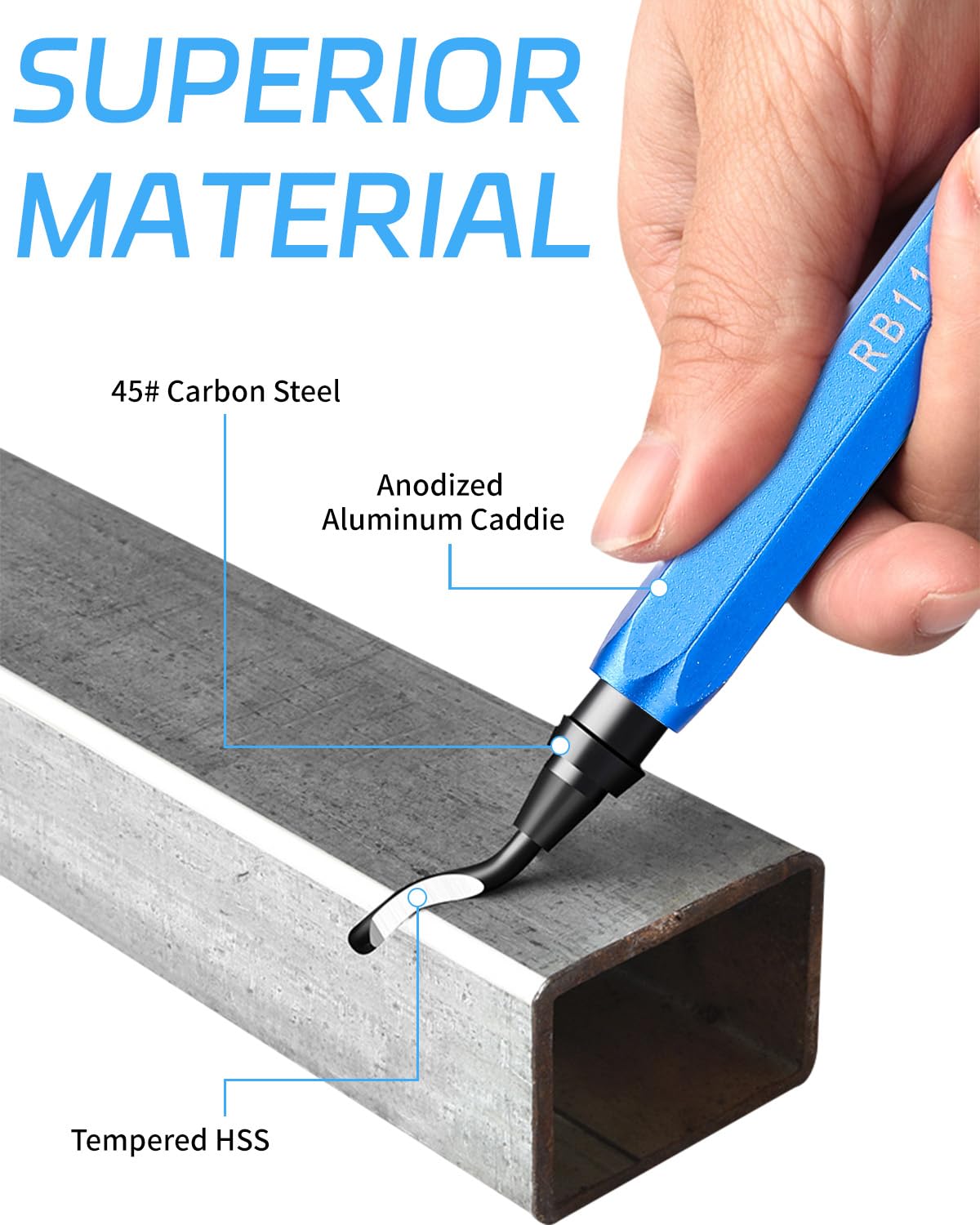 KEWAYO Entgrater-Set Mit 10 Ersatzklingen – 360° Drehbar, Für Metall, Kunststoff & 3D-Druck | Mit Aluminium-Griff