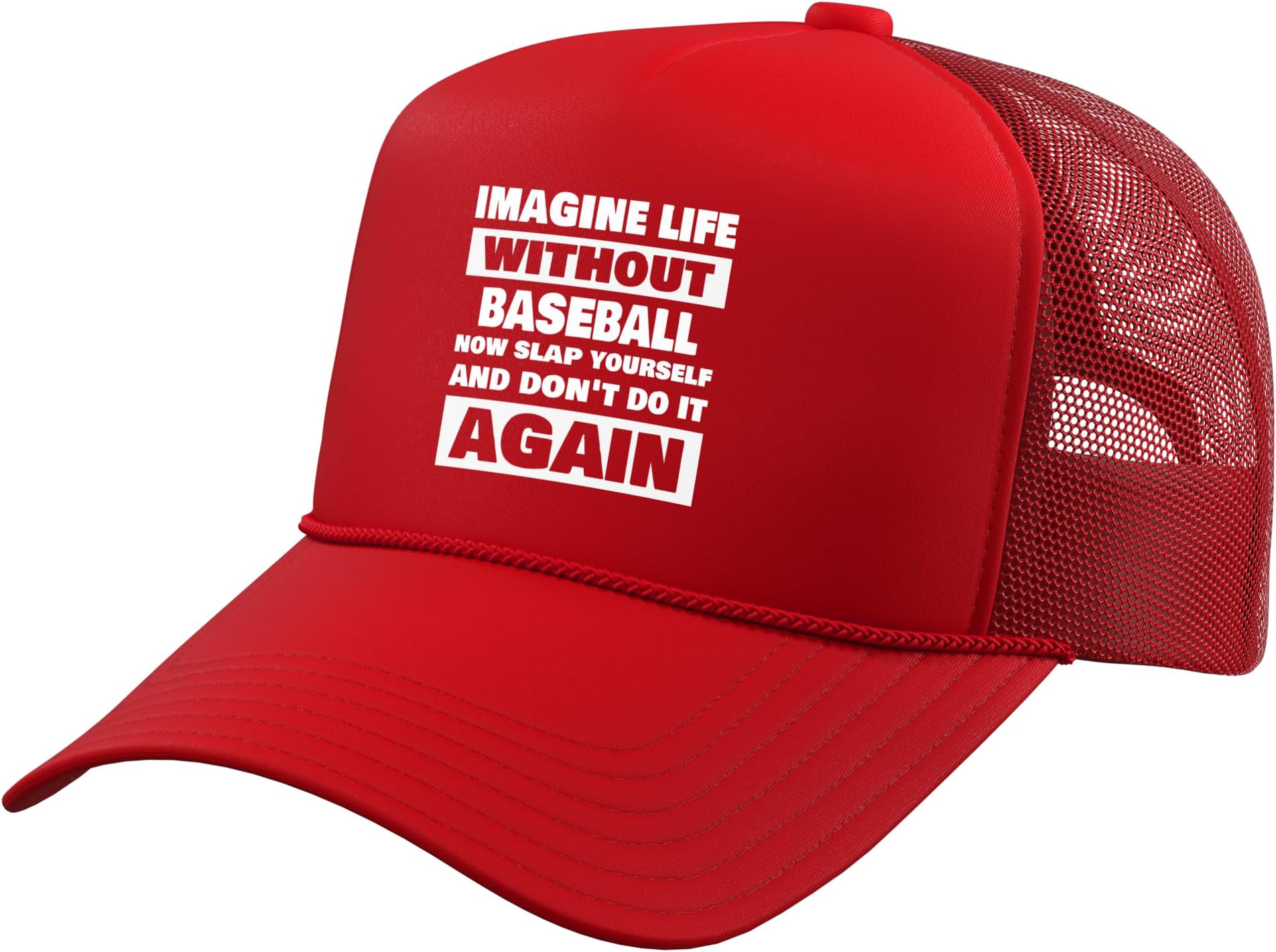 Life Without Baseball Saying Funny Baseball Player Trucker Hat with Adjustable Mesh Back
