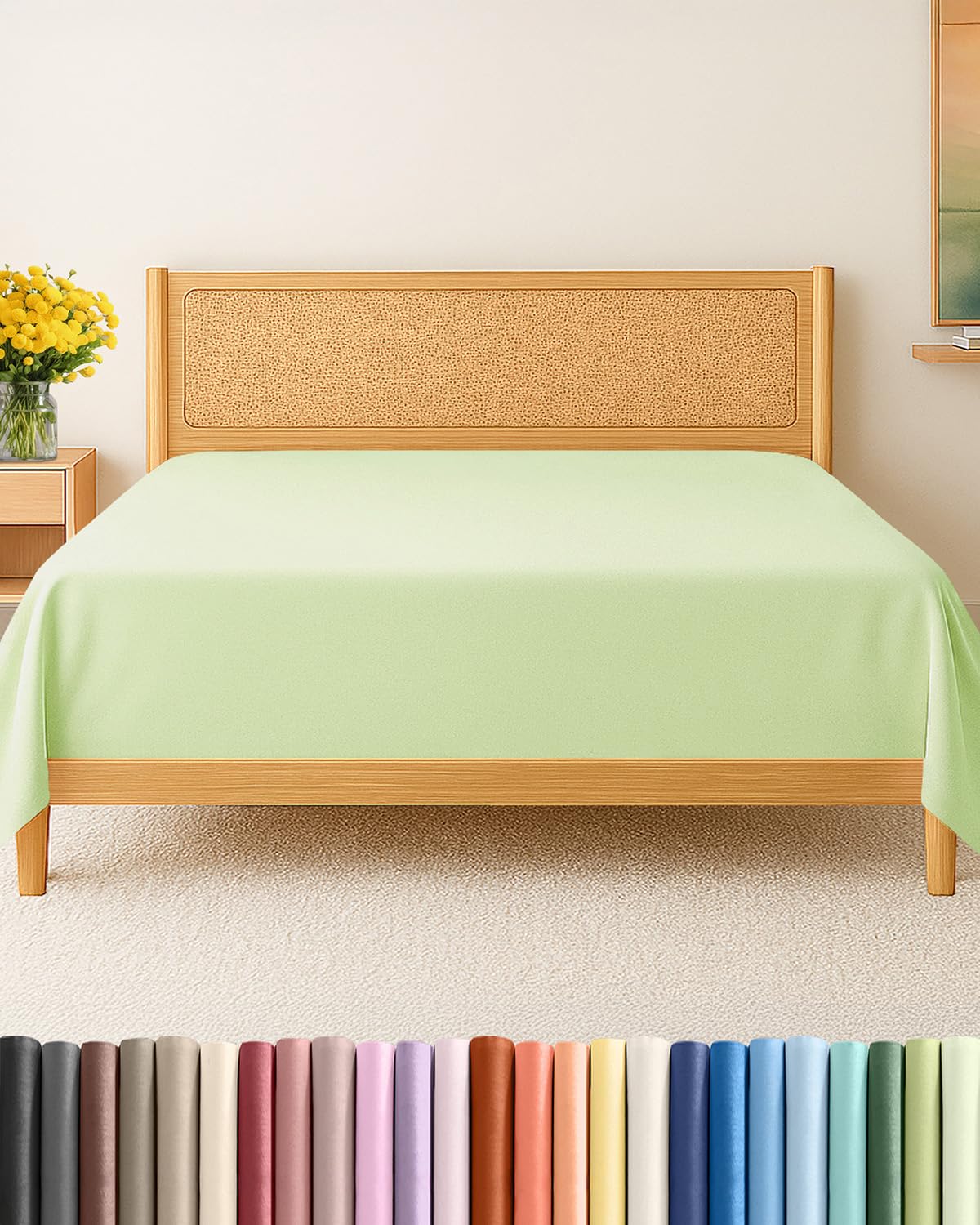 Photo 1 of Full Size Flat Sheet - Hotel Quality Top Flat Bed Sheet Only - Ultra-Soft, Comfy, Breathable & Cooling - Fade & Wrinkle Free - Easy-Care, Stain & Shrink Resistant Bedding - Oeko-Tex - Light Sage Green