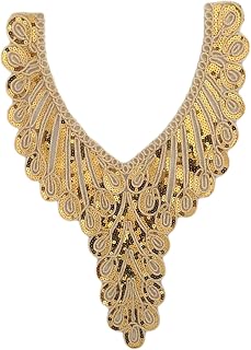 Stylish Lace Trim Neckline Collar with Sequins Appliques Sew On Patches for Formal Wedding Dress Sewing Accessories Trendy Women's Accessory