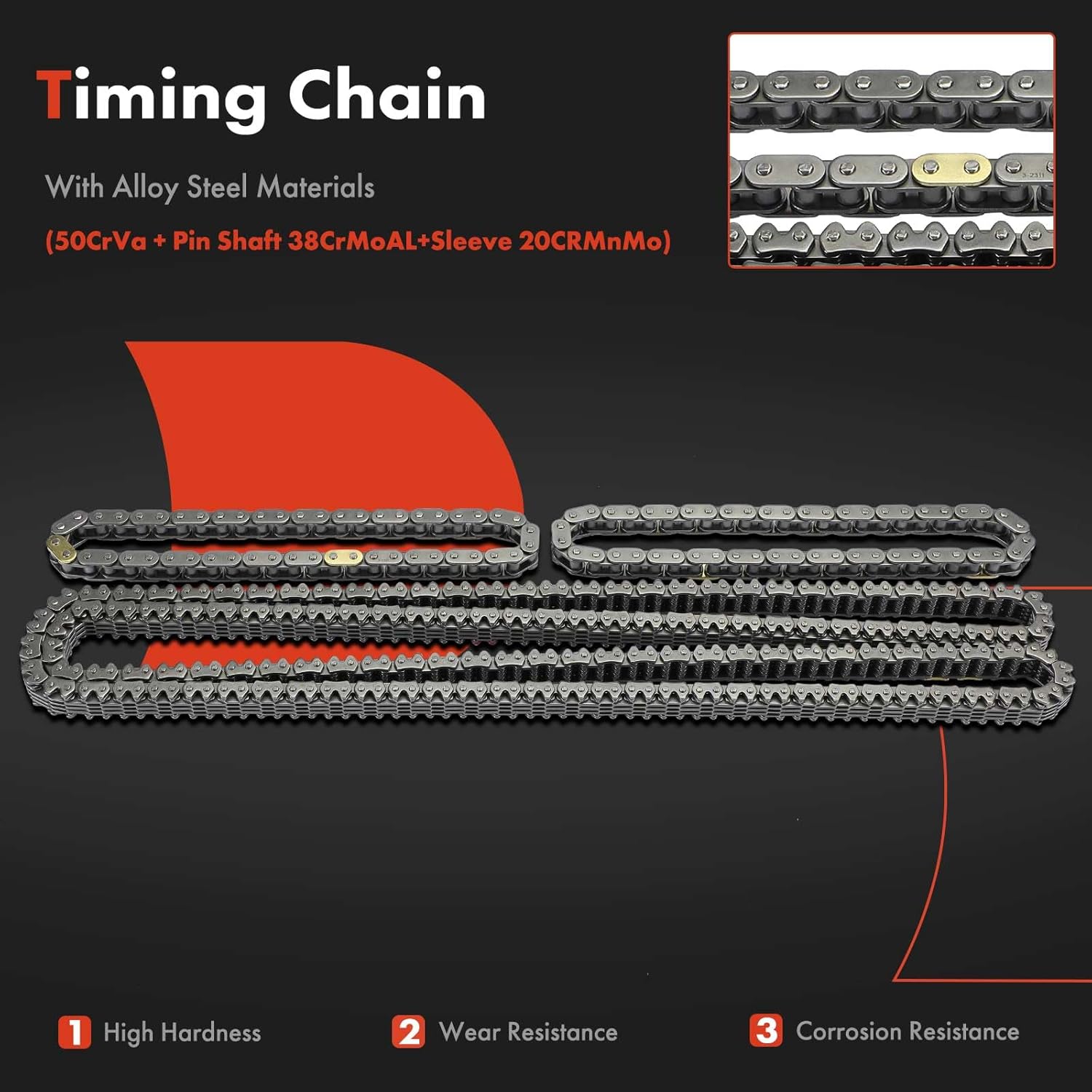 A-Premium 15PCS Engine Timing Chain Kit W/Sprocket & Tensioner & Guide Compatible with Ford F-150, Explorer, Edge, Transit, Mustang, Taurus, Flex & Lincoln MKZ, MKX, MKS, Continental - 6Cyl 3.5L 3.7L